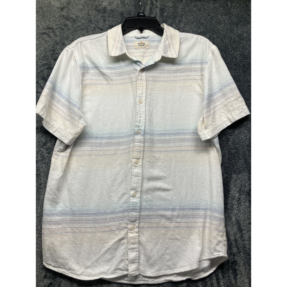 Marine Layer Mens Size M/L Beige Short Sleeve Cotton Button Up Shirt (V3)